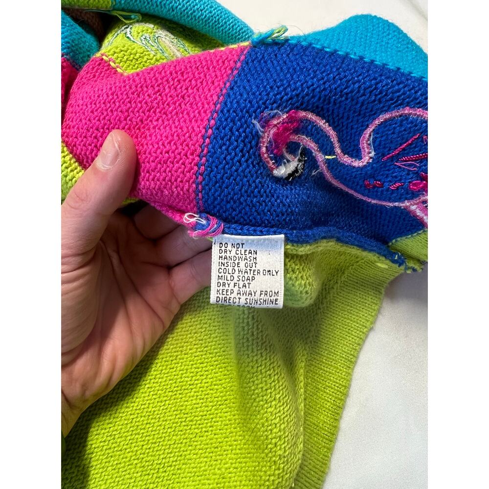 Jack B Quick Colorful Flamingo Florida Palm Sweater, size M, Pre-Loved, Dopamine - Picture 6 of 12